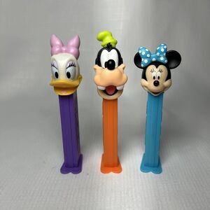 PEZ Dispensers Disney Goofy Green Hat, Minnie Mouse Blue Bow, Daisy Duck Bow